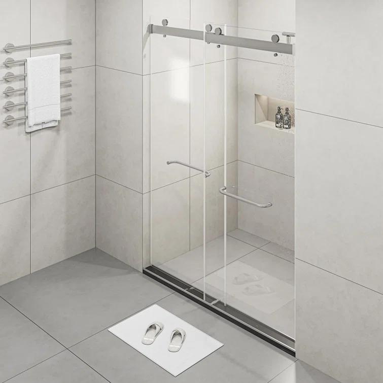 PET STOP LLC F5YDNC1F0736Q 60" Width x 76"Height Shower Doors with 3/8"(10mm) Clear Tempered Glass
