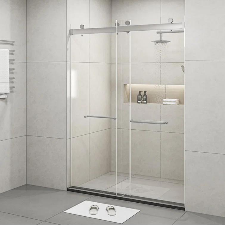 PET STOP LLC F5YDNC1F0736Q 60" Width x 76"Height Shower Doors with 3/8"(10mm) Clear Tempered Glass