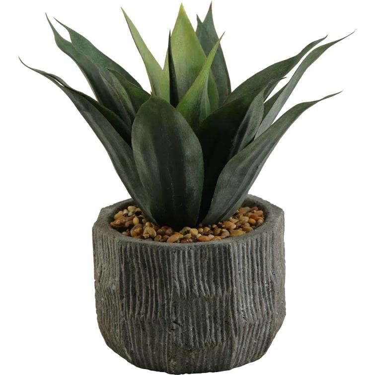 D&W Silks Red/Green Agave Plant in Ceramic Planter