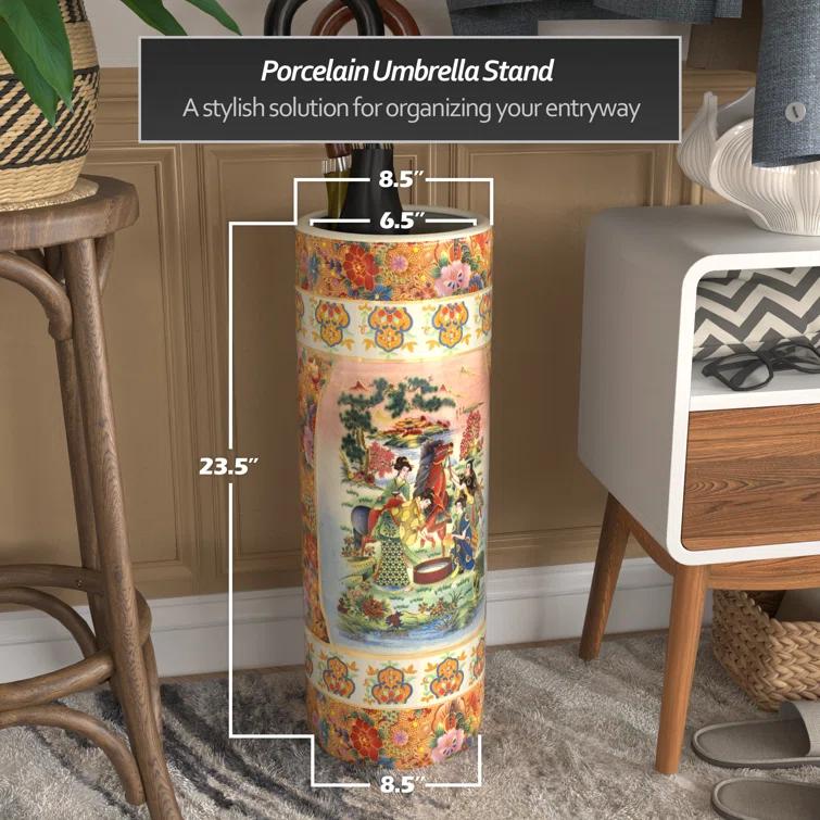 24" Horse in Meadow Porcelain Umbrella Stand