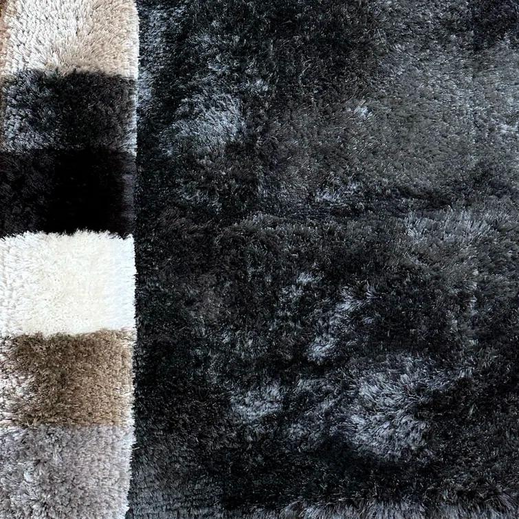 Giulia Black Hand-Woven Shag Wool Area Rug 9' x 13'