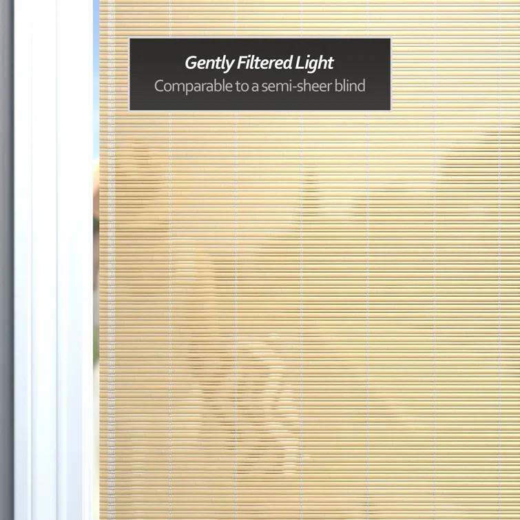 Oriental Furniture Cordless Light Filtering Bamboo Roman Window Shades, Beige, 2" x 24"
