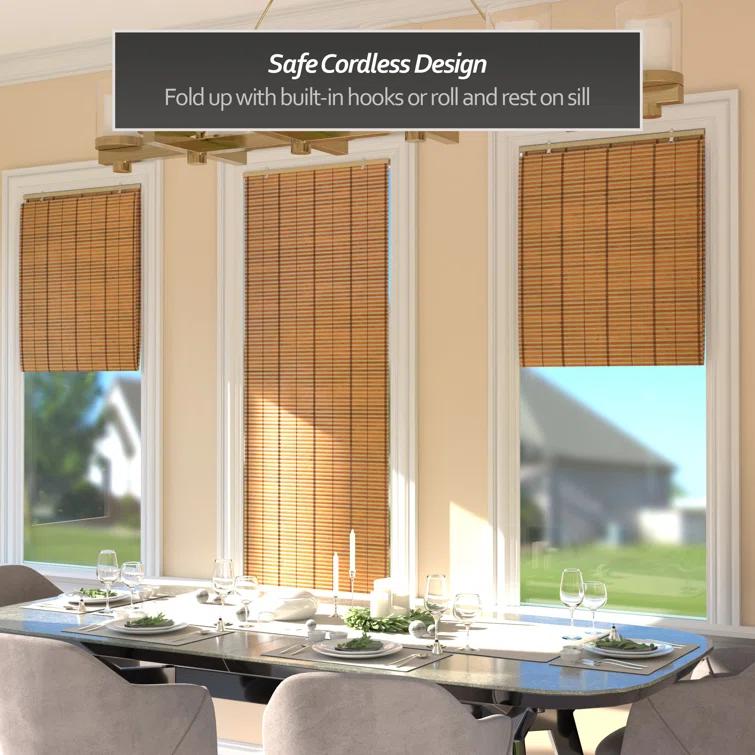 Burnt Bamboo Cordless Window Shade - Two-tone Honey 24" W