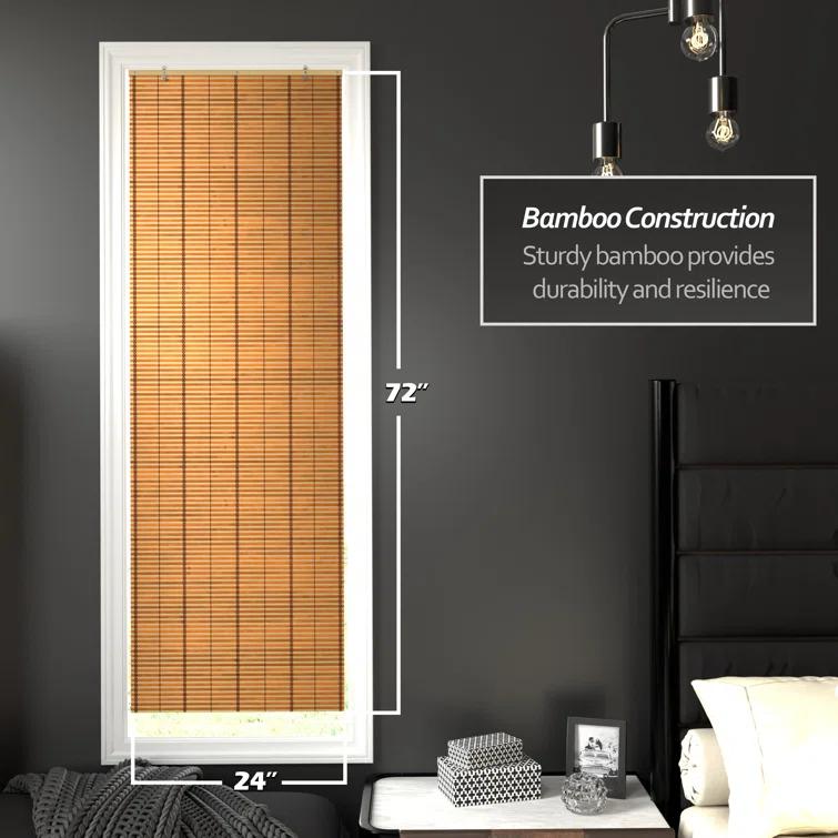 Burnt Bamboo Cordless Window Shade - Two-tone Honey 24" W