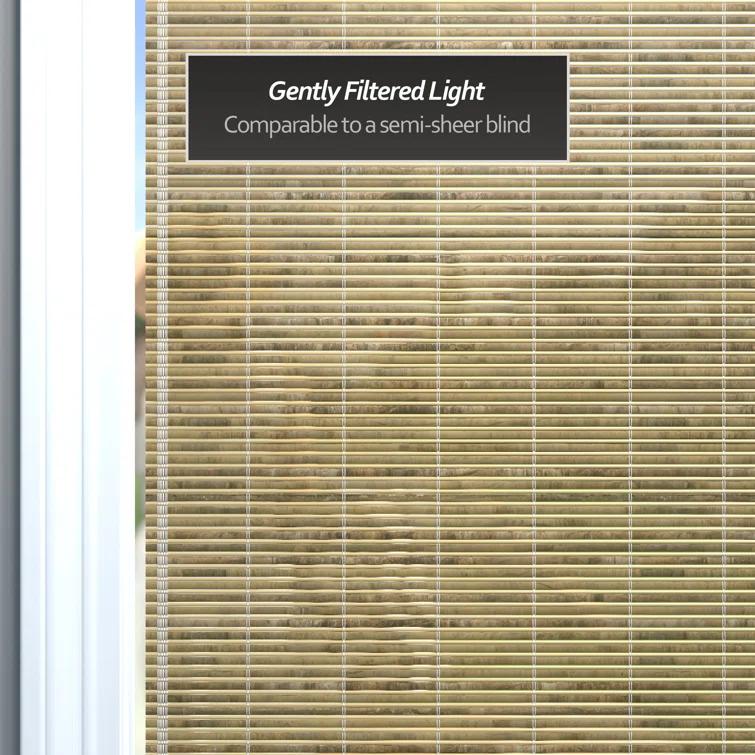 Oriental Furniture Cordless Light Filtering Bamboo Roman Window Shades, Beige, 2" x 24"