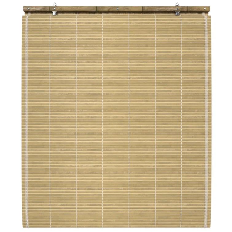 Oriental Furniture Cordless Light Filtering Bamboo Roman Window Shades, Beige, 2" x 24"