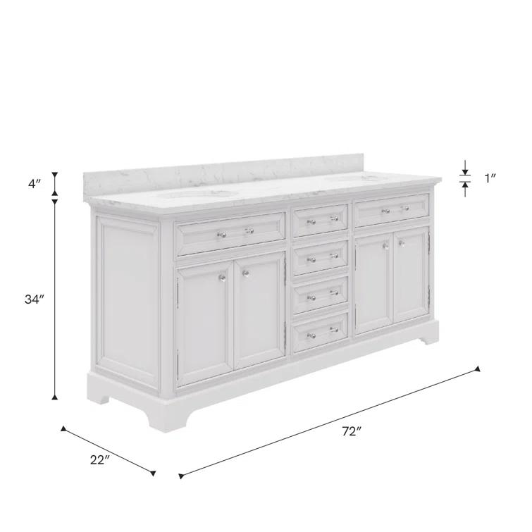 Water Creation Derby 60" Wood Double Bathroom Vanity in Pure White & Chrome