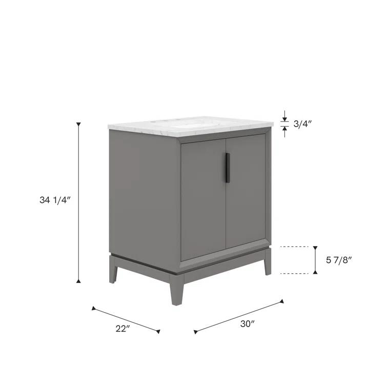 Elizabeth 30" Cashmere Grey Single Bathroom Vanity with Carrara Marble Top