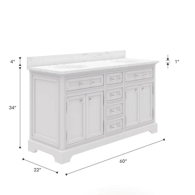 Water Creation Derby 60" Wood Double Bathroom Vanity in Pure White & Chrome