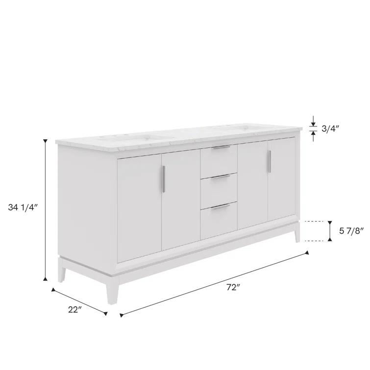 Water Creation Elizabeth 72" Wood Double Bathroom Vanity in White/Chrome