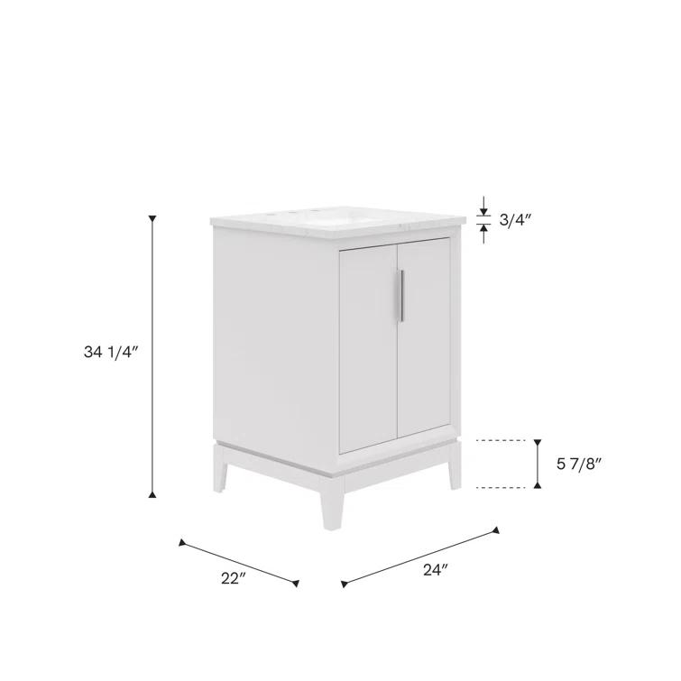 Water Creation Elizabeth 24" Hardwood Single Bathroom Vanity in Pure White