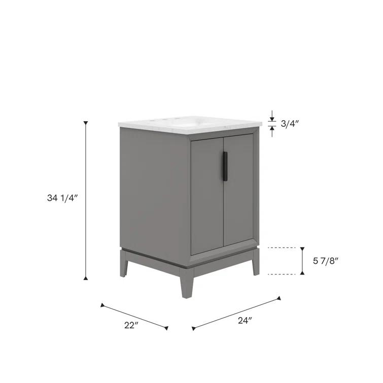 Water Creation Elizabeth 24" Wood Single Bathroom Vanity in Gray/Bronze