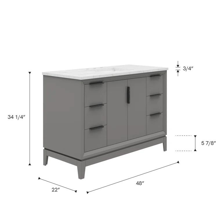 Water Creation Elizabeth 48" Wood Single Bathroom Vanity in Cashmere Gray/Bronze