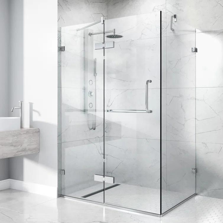 VIGO Monteray 46" W x 30" D x 73" H Hinged Frameless Shower Enclosure with 3/8  Clear Glass VG6011CHCL48