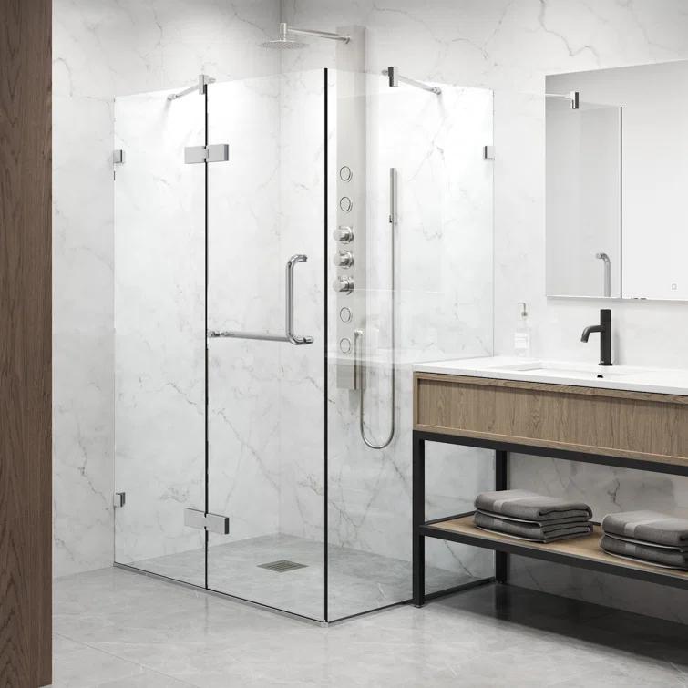 VIGO Monteray 46" W x 30" D x 73" H Hinged Frameless Shower Enclosure with 3/8  Clear Glass VG6011CHCL48