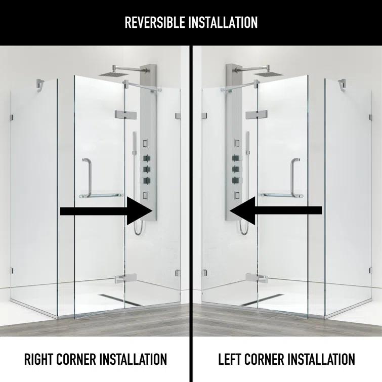 VIGO Monteray 46" W x 30" D x 73" H Hinged Frameless Shower Enclosure with 3/8  Clear Glass VG6011CHCL48