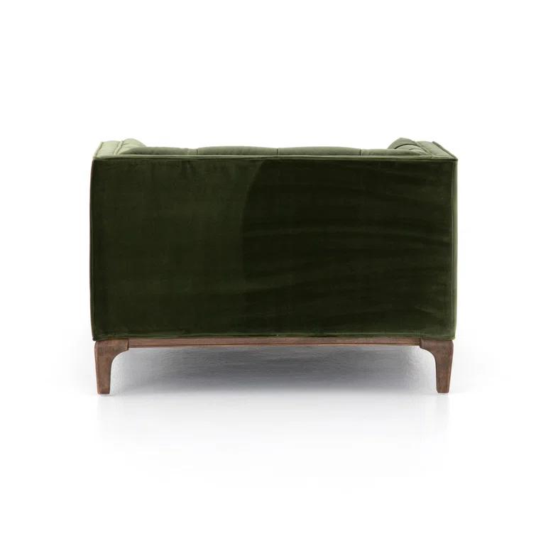 Sapphire Olive Velvet Handcrafted Contemporary Sofa Chaise