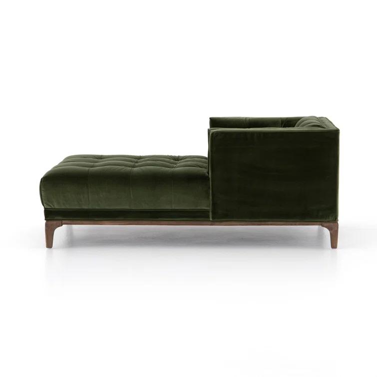 Sapphire Olive Velvet Handcrafted Contemporary Sofa Chaise