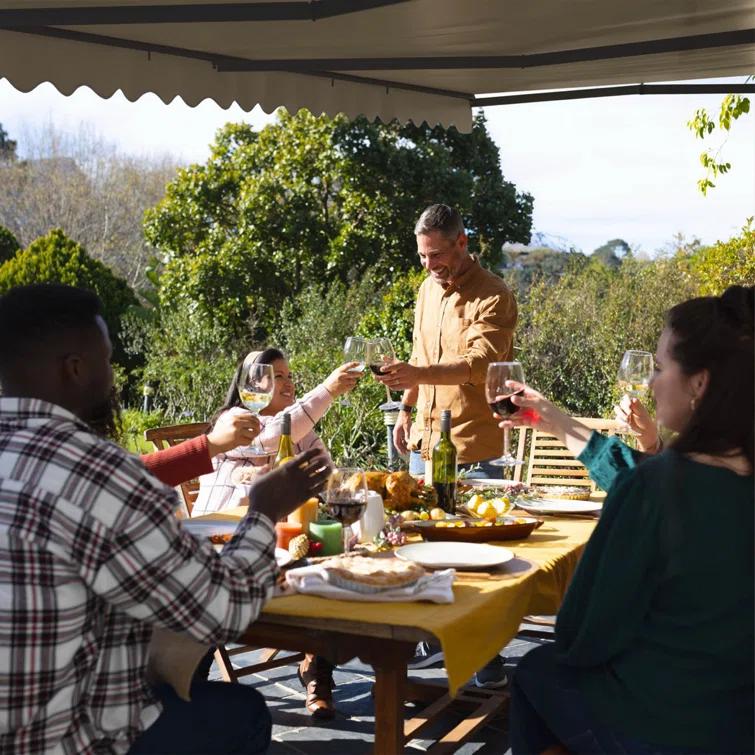 Motorized Retractable Patio Awning- Black Frame