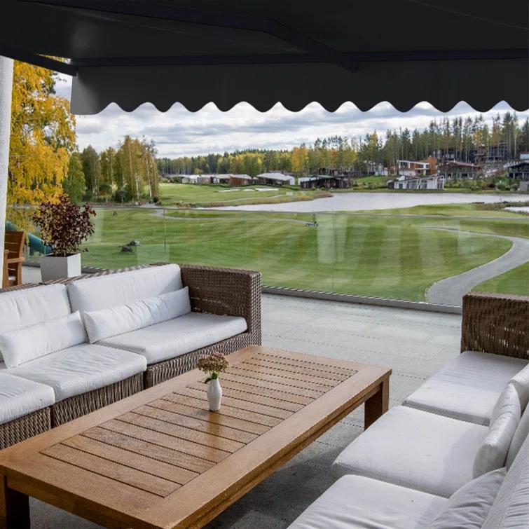ALEKO Motorized Retractable Outdoor Awning with White Frame