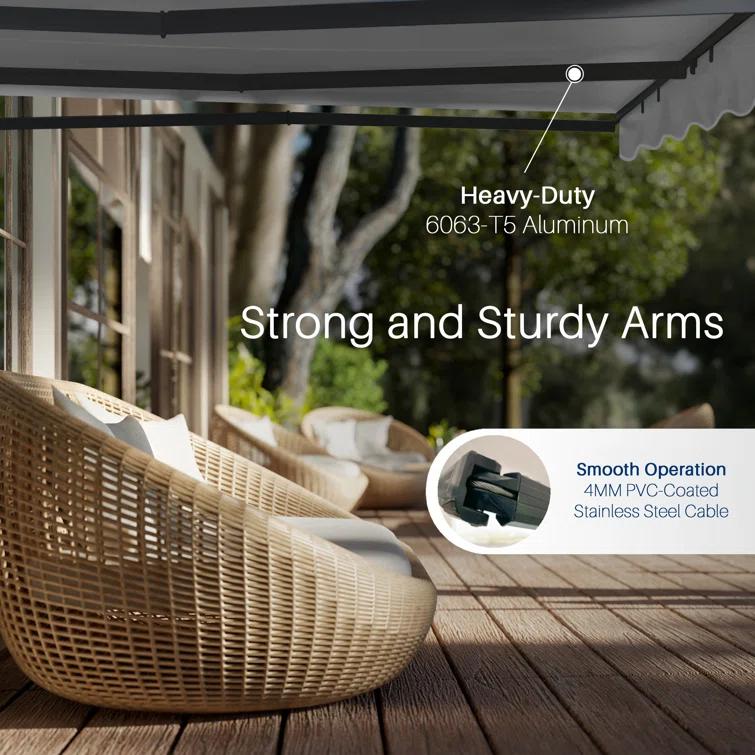 ALEKO Motorized Retractable Patio Awning- Black Frame