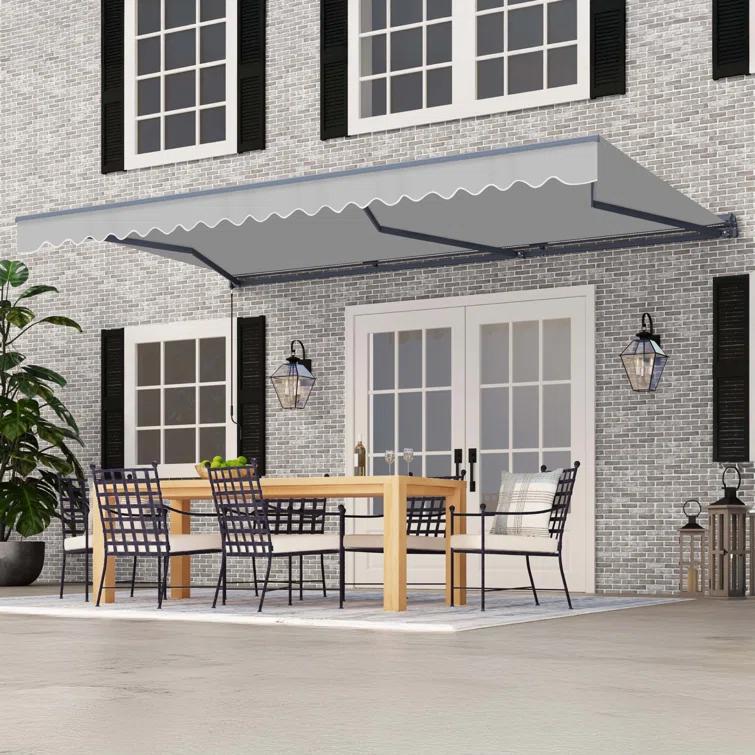 ALEKO Motorized Retractable Patio Awning- Black Frame