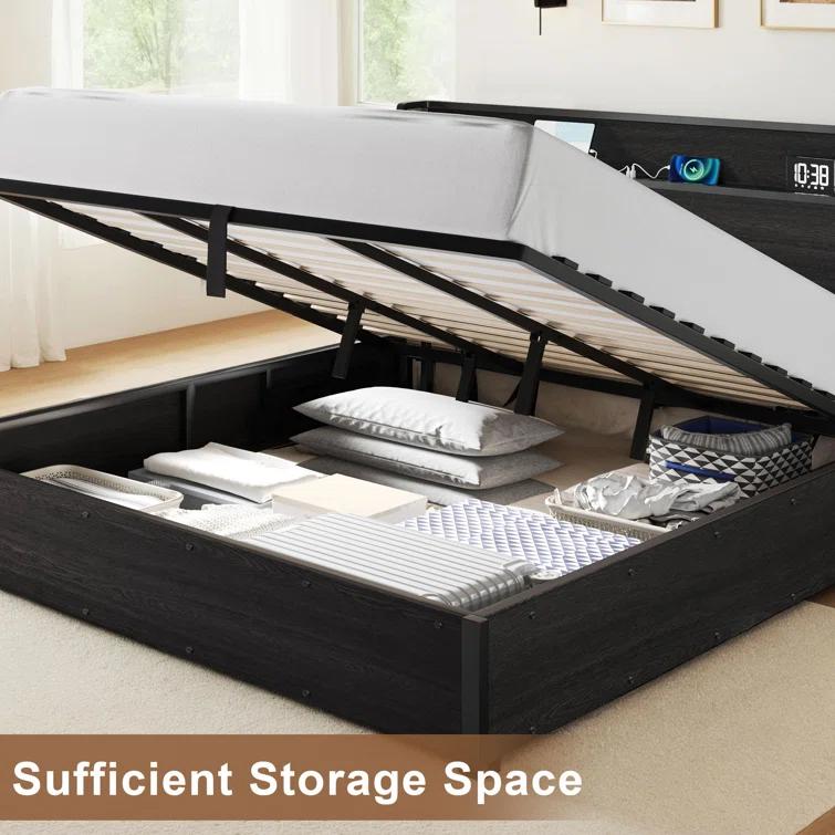 Shila Lift Up Storage Bed Frame & Charging Station