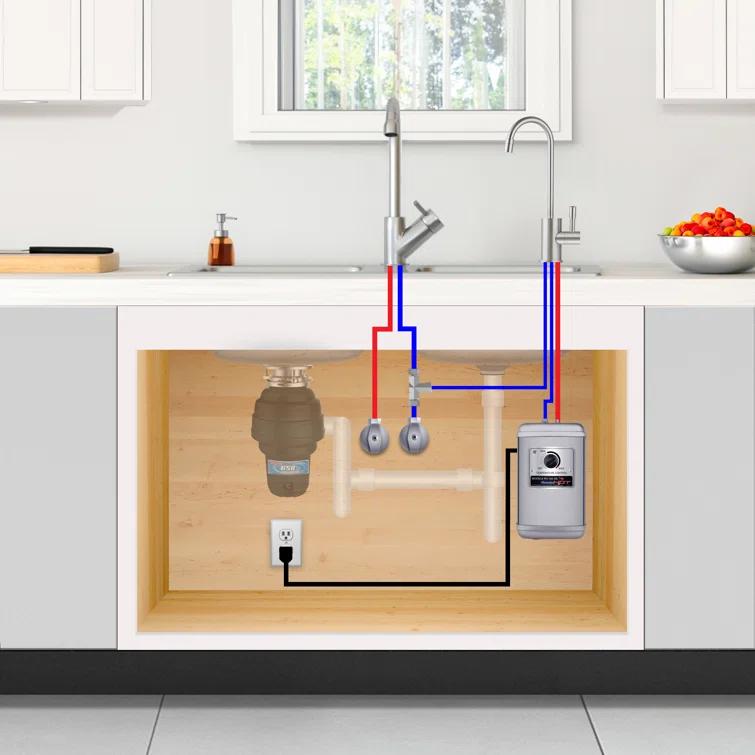 RH150 Instant Hot Water Dispenser System, Single-Handle Faucet with Under Sink Compact Tank