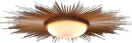 Sunburst Gold and Frosted Glass 2-Light Flush Mount