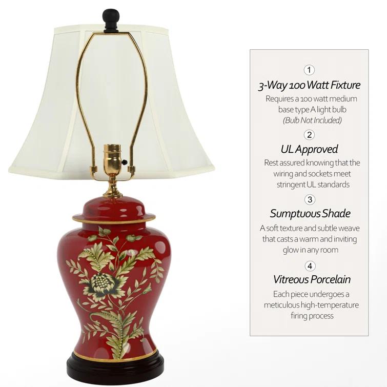 Oriental Furniture 22.5" Golden Foliage Porcelain Lamp, decorative lamp, table lamp, any occasion, any room item