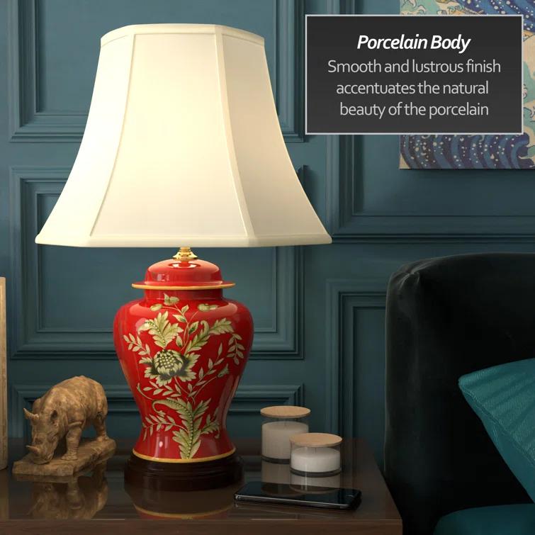 Oriental Furniture 22.5" Golden Foliage Porcelain Lamp, decorative lamp, table lamp, any occasion, any room item