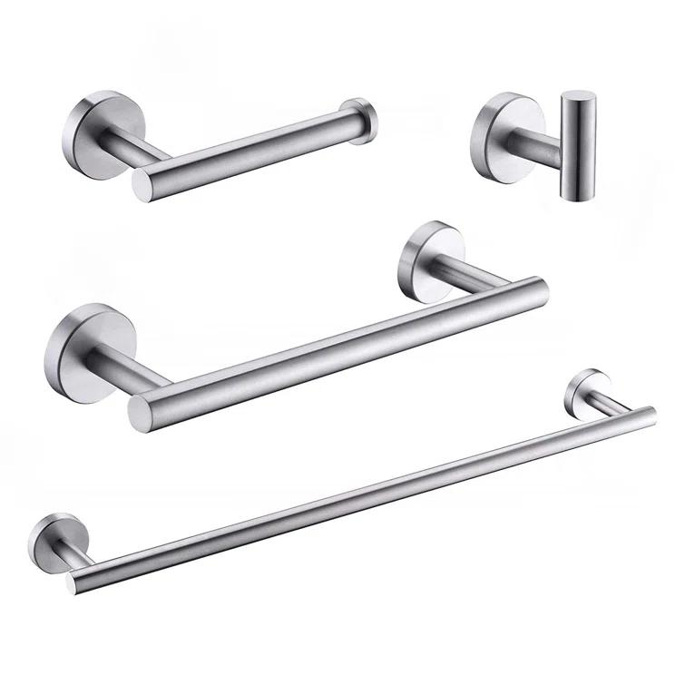 4-Pieces Bathroom Accessories Set, Stainless Steel Bathroom Hardware Set, Bath Towel Bar Set, Towel Racks For Bathroom Wall Mounted.