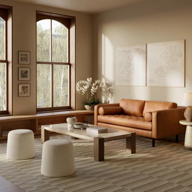 Napa 72'' Full-Grain Genuine Italian Leather Sofa