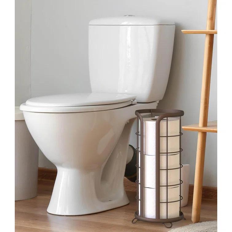BROOKSTONE, Bronze Toilet Paper Holder, Freestanding Bathroom Tissue Organizer, Minimalistic Storage Solution, Modern & Stylish Design [Holds MEGA Rolls]