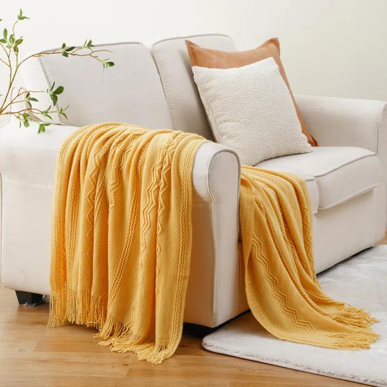 Throw Blanket For Couch, Solid Throw Blanket For Home Decor, Knit Throw Blankets For Bed, 50"X60"