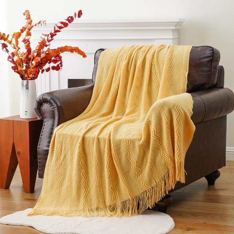 Throw Blanket For Couch, Solid Throw Blanket For Home Decor, Knit Throw Blankets For Bed, 50"X60"