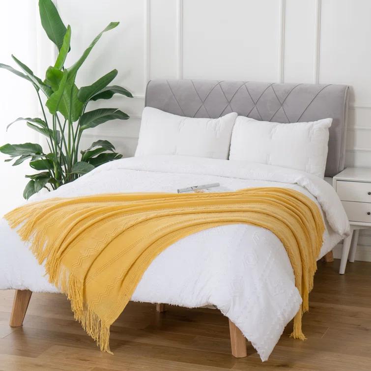 Throw Blanket For Couch, Solid Throw Blanket For Home Decor, Knit Throw Blankets For Bed, 50"X60"