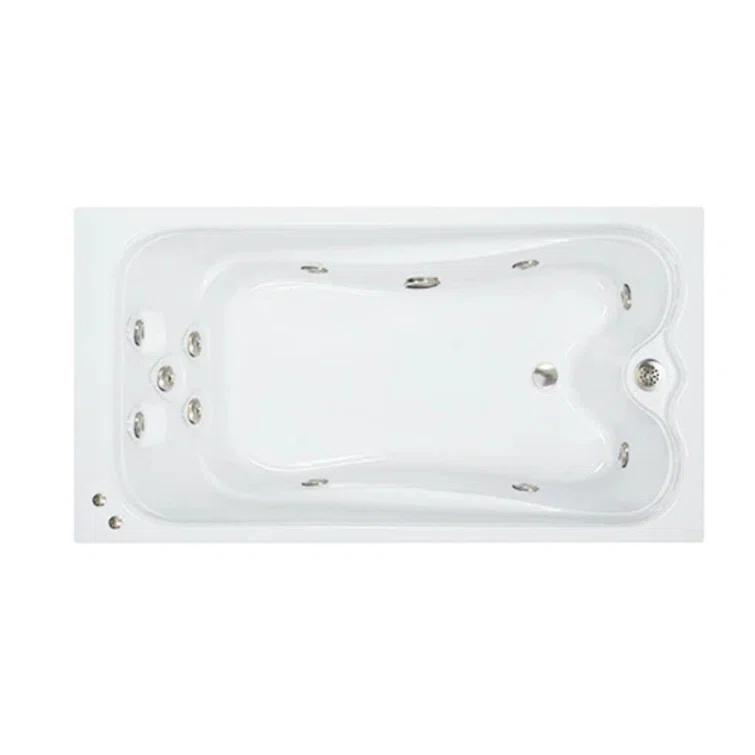 66 In. X 36 In. Elite Series Drop in Whirlpool Acrylic Bathtub with Reversible Drain in White