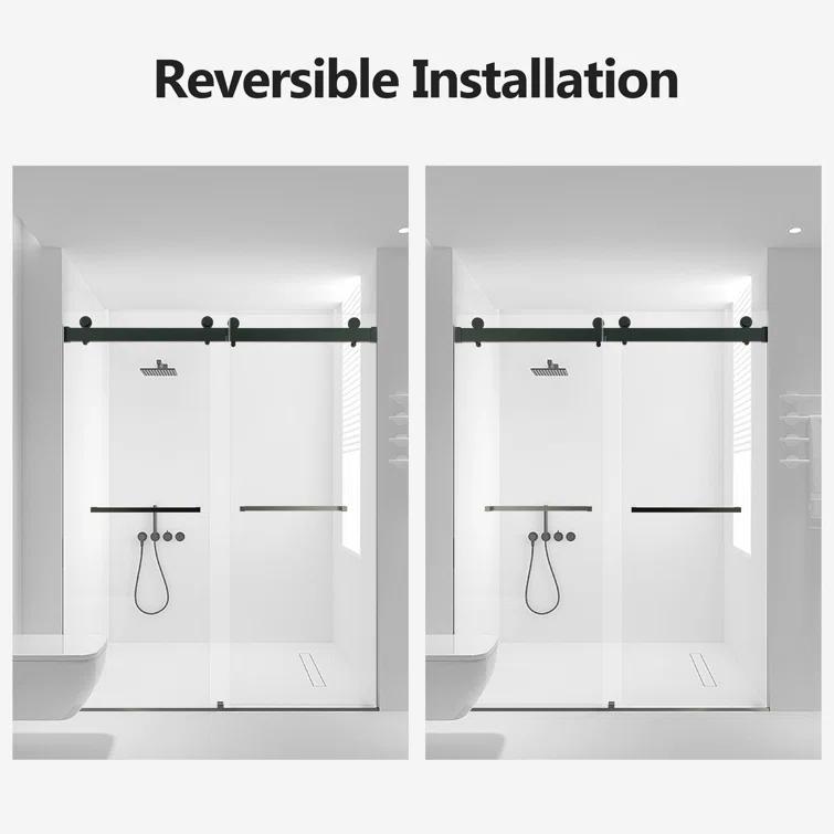 Ceballos 56-60 Inches W *76 Inches H Frameless Double Sliding Soft-Close Shower Door LNNMTB-W1552S00005