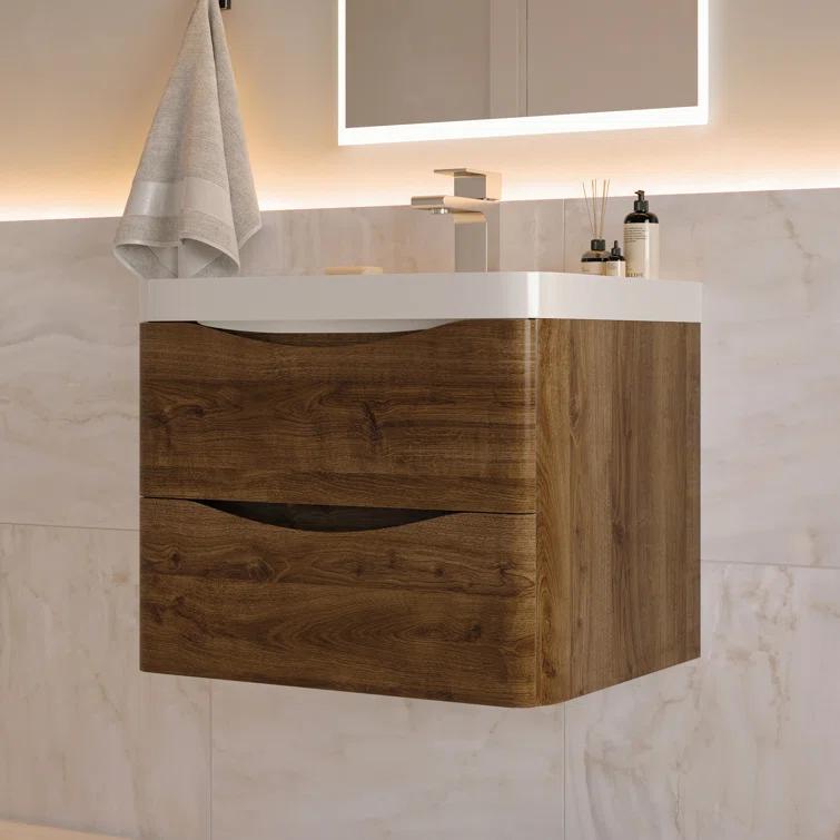Tuscany 24" Wall Mount Modern Bathroom Vanity with Integrated Single Sink - Faucet Not Included