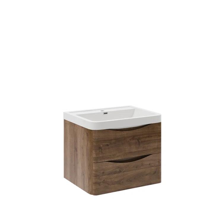 Tuscany 24" Wall Mount Modern Bathroom Vanity with Integrated Single Sink - Faucet Not Included