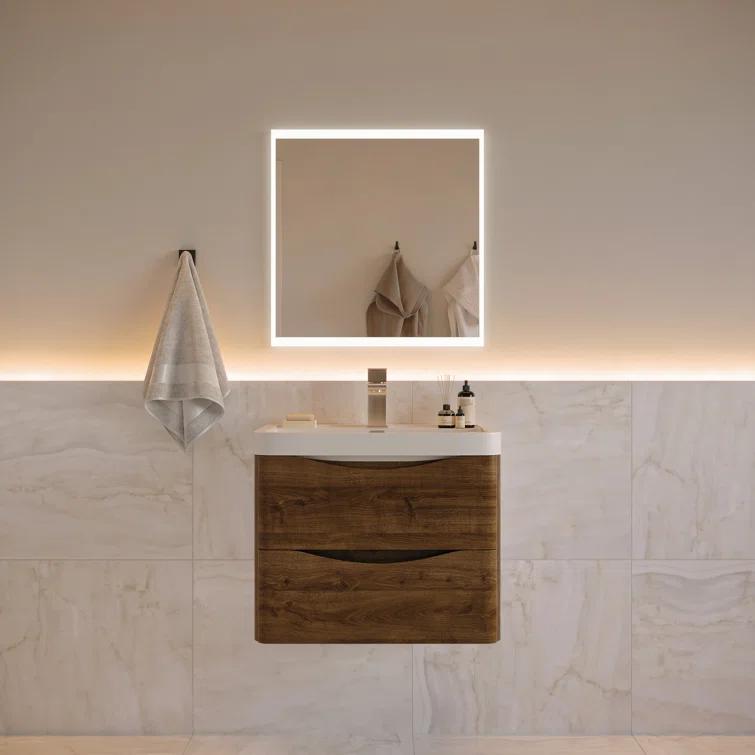 Tuscany 24" Wall Mount Modern Bathroom Vanity with Integrated Single Sink - Faucet Not Included