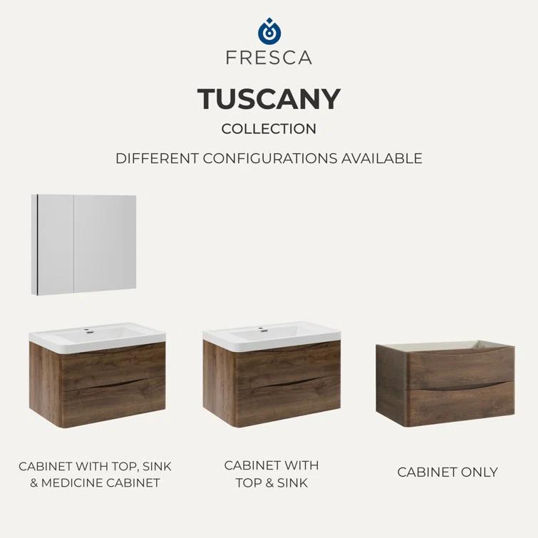 Tuscany 24" Wall Mount Modern Bathroom Vanity with Integrated Single Sink - Faucet Not Included