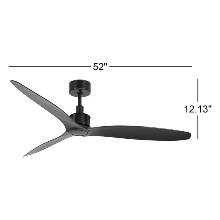 52" Zelda 3 - Blade Standard Ceiling Fan with Remote Control