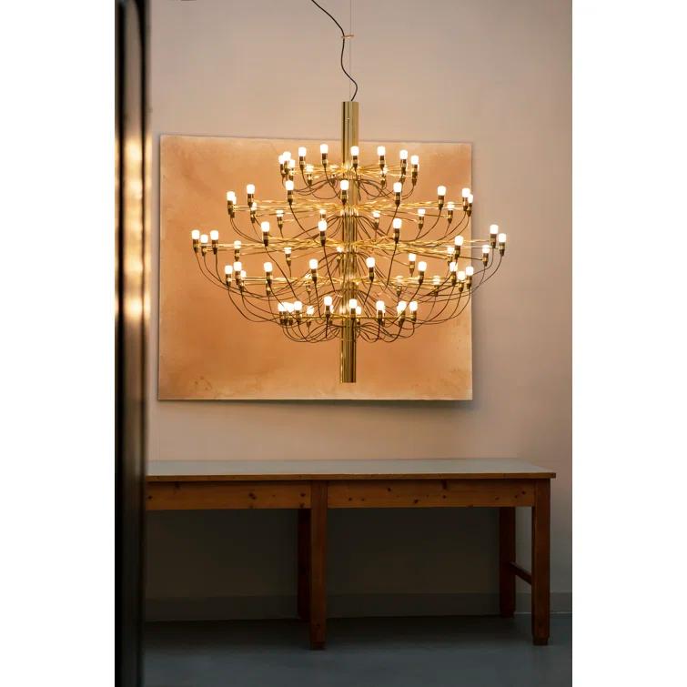 Gino Sarfatti Inspired Brass 50-Light Mid-Century Modern Chandelier