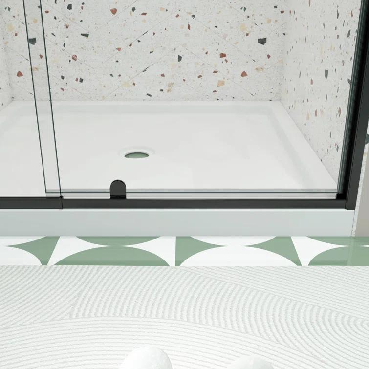 38-42" W x 71" H Flush Glass Shower Door Reversible Installation