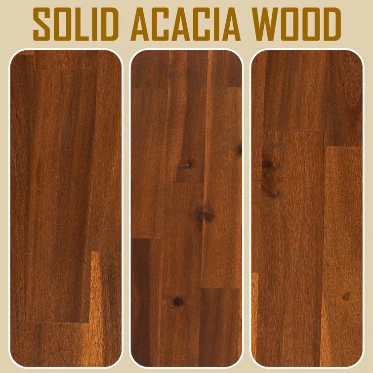 Acacia Aurora Premium Solid Wood Platform Bed Frame and High Headboard, King Bed Frame with Headboard Included, Mid Century Modern Bed with 5 years Warranty