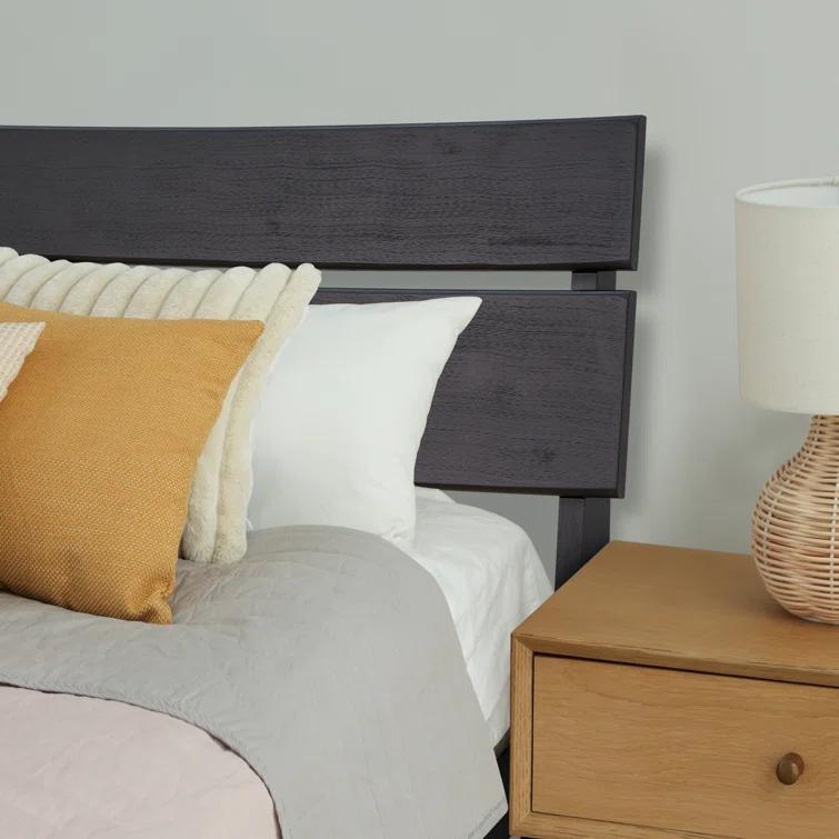 Acacia Aurora Premium Solid Wood Platform Bed Frame and High Headboard, King Bed Frame with Headboard Included, Mid Century Modern Bed with 5 years Warranty