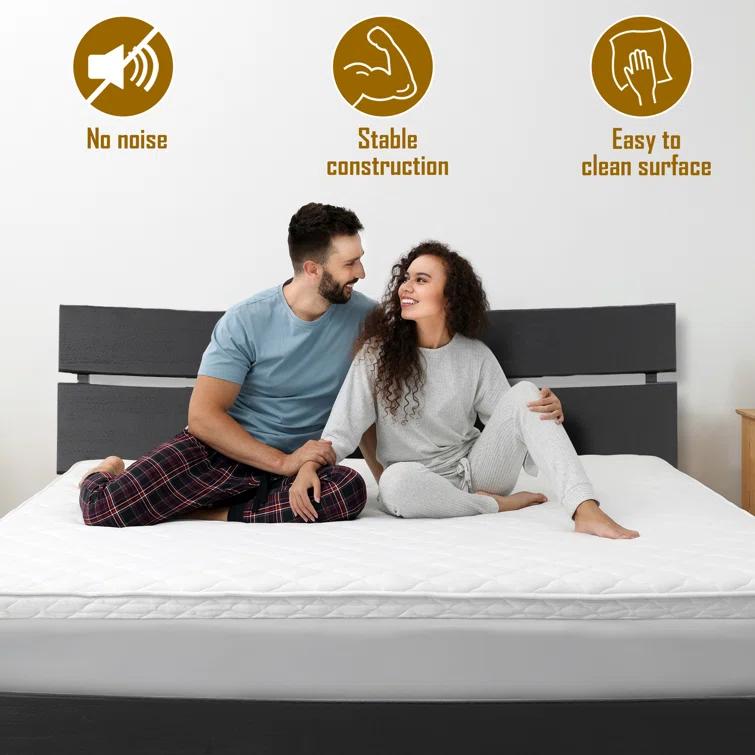 Acacia Aurora Premium Solid Wood Platform Bed Frame and High Headboard, King Bed Frame with Headboard Included, Mid Century Modern Bed with 5 years Warranty