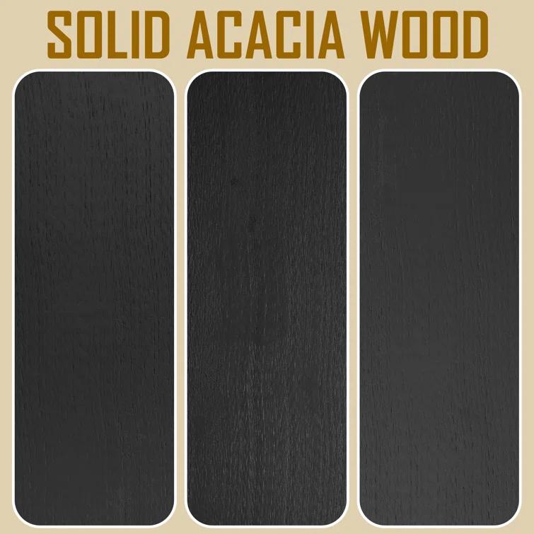 Acacia Aurora Premium Solid Wood Platform Bed Frame and High Headboard, King Bed Frame with Headboard Included, Mid Century Modern Bed with 5 years Warranty